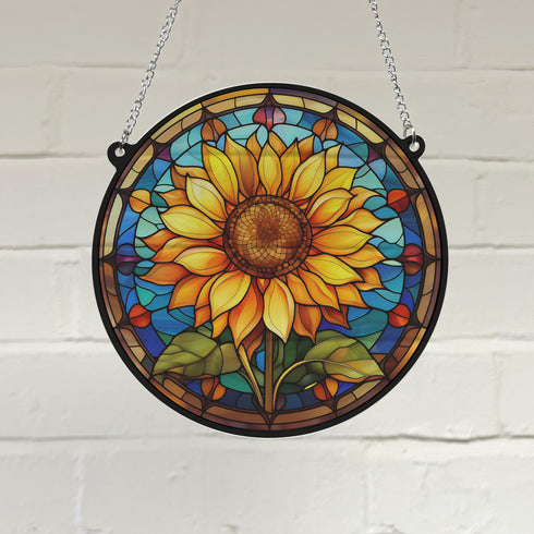 Sunflower Stained Glass Effect Suncatcher